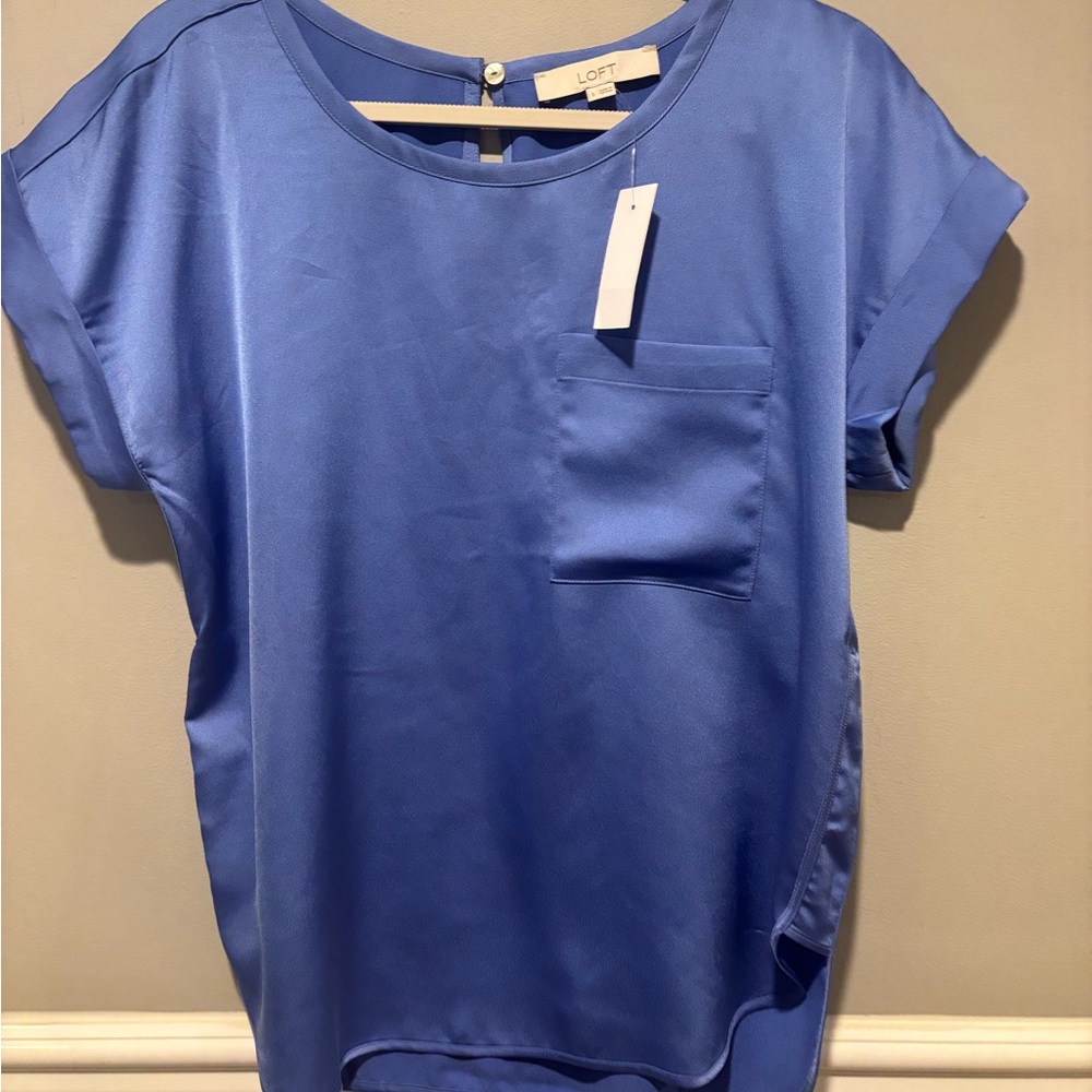 Women's LOFT Blue Silky Top - Size Small NWT - Picture 5 of 9